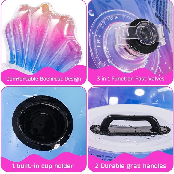 New Inflatable River Run Pool Tube Pool float w/ Mesh Bottom/Handles/Cup Holder - Picture 4 of 5